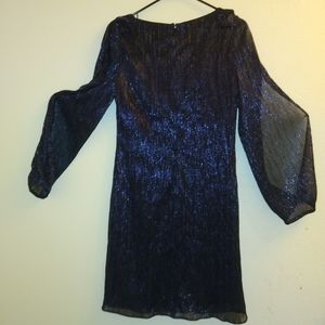Tahari Blue Metallic Dress
